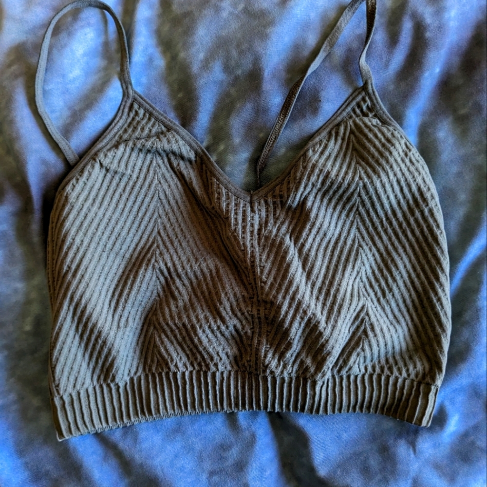 Green ribbed bra - spiritual gangster xs/s